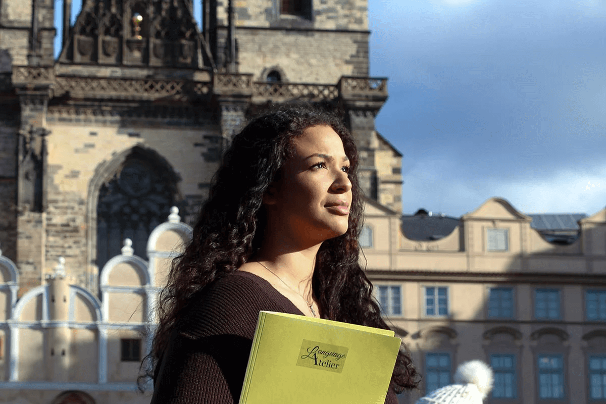 student-in-prague-language-atelier-notebook-languageatelier Student in Prague with Language Atelier notebook